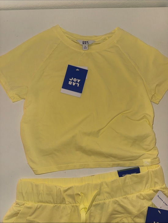 JoyLab Pants - JoyLab Yellow Short Sleeve Crop Tee/Jogger Set